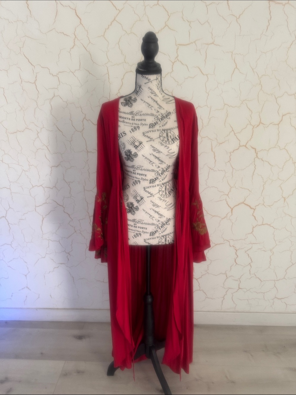 ARATTA SILENT JOURNEY Embroidered Maxi Kimono Duster. XS - NWOT